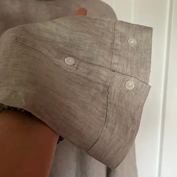 Banana Republic Oversized 100% Linen Beige Shirt SZ L​ - Picture 6 of 6